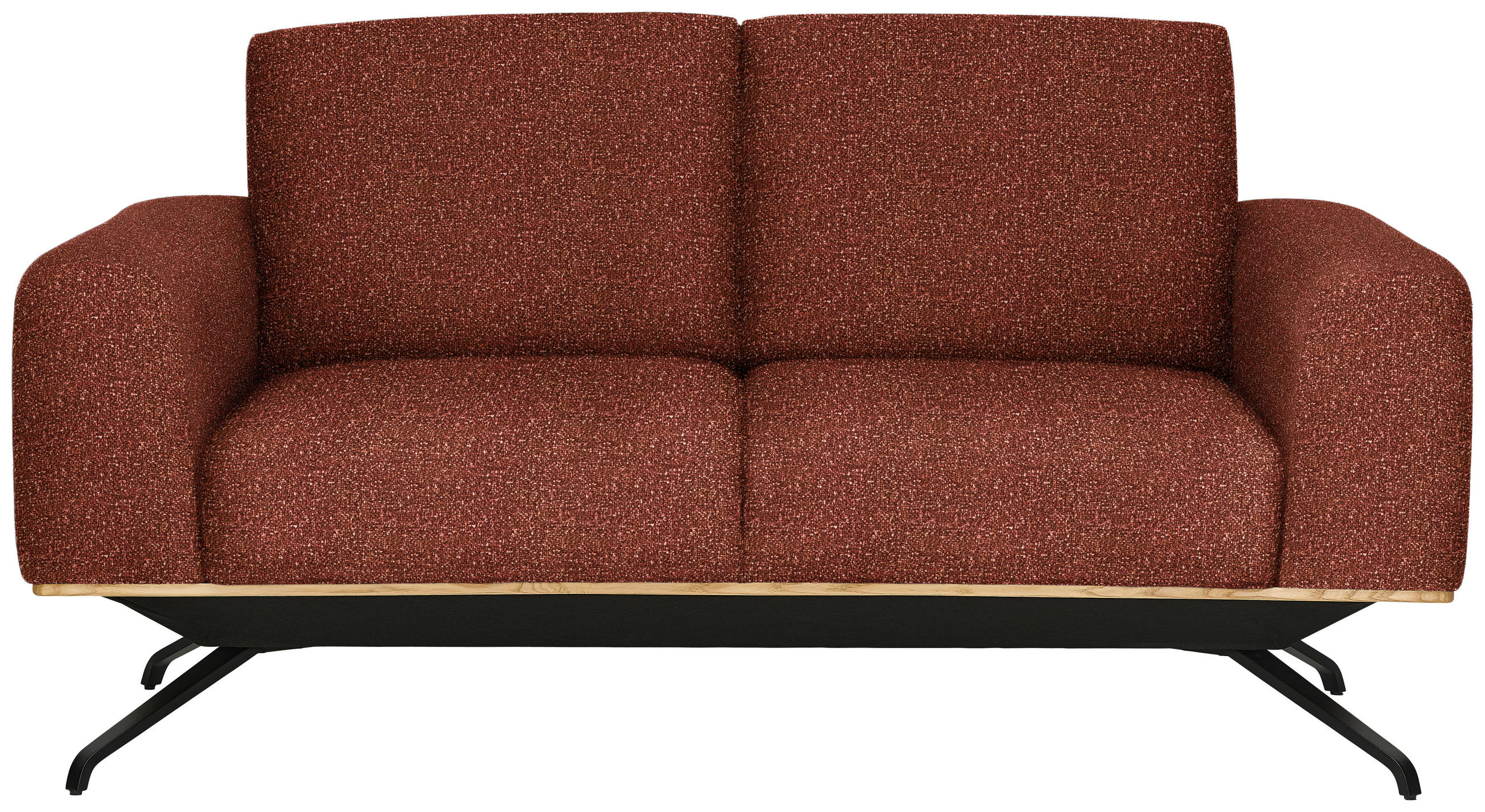 2-SITZER-SOFA in Struktur Rostfarben  - Rostfarben/Schwarz, Design, Holz/Textil (166/85-104/95cm) - Novel