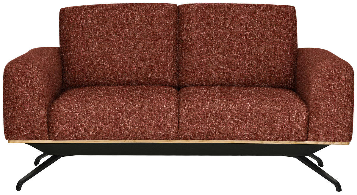 2-SITZER-SOFA in Struktur Rostfarben  - Rostfarben/Schwarz, Design, Holz/Textil (166/85-104/95cm) - Novel