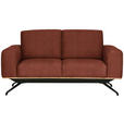 2-SITZER-SOFA in Struktur Rostfarben  - Rostfarben/Schwarz, Design, Holz/Textil (166/85-104/95cm) - Novel