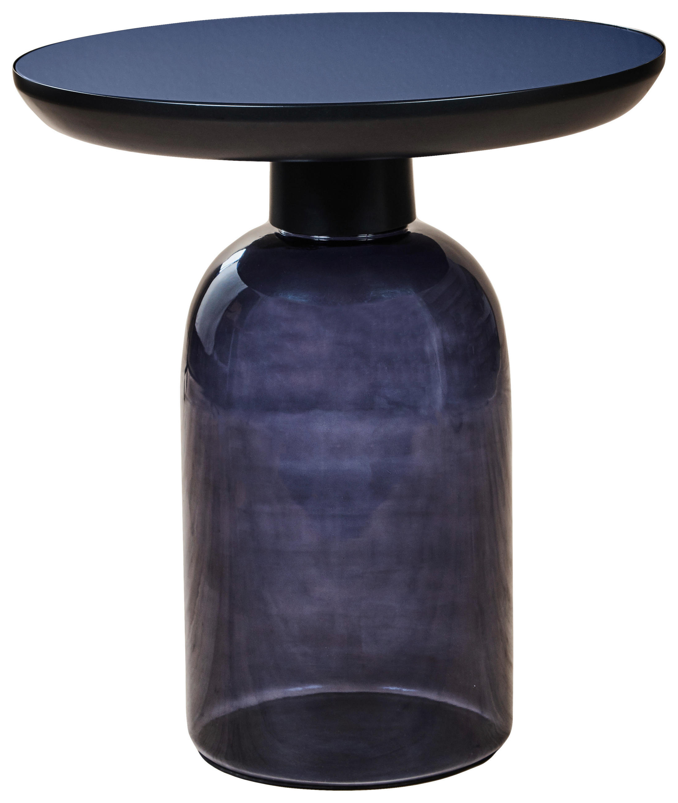 BEISTELLTISCH 50/50/56 cm Blau, Schwarz rund  - Blau/Schwarz, Design, Glas/Metall (50/50/56cm) - Livetastic