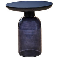 BEISTELLTISCH 50/50/56 cm Blau, Schwarz rund  - Blau/Schwarz, Design, Glas/Metall (50/50/56cm) - Livetastic