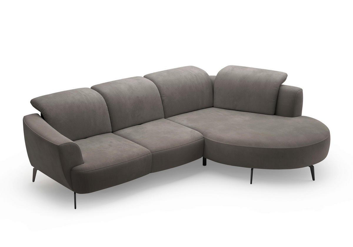 ECKSOFA in Flachgewebe Graphitfarben  - Schwarz/Graphitfarben, Konventionell, Textil/Metall (309/199cm) - Sit & More