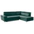 ECKSOFA  in Samt Grün  - Chromfarben/Grün, KONVENTIONELL, Textil/Metall (271/206cm) - Carryhome
