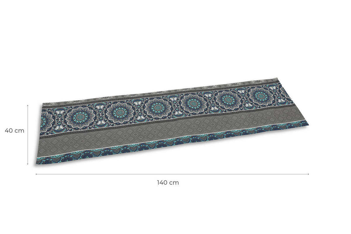 TISCHLÄUFER 2er-Set Textil Flachgewebe Blau, Grau, Hellgrau 40/140 cm  - Blau/Hellgrau, Basics, Textil (40/140cm)
