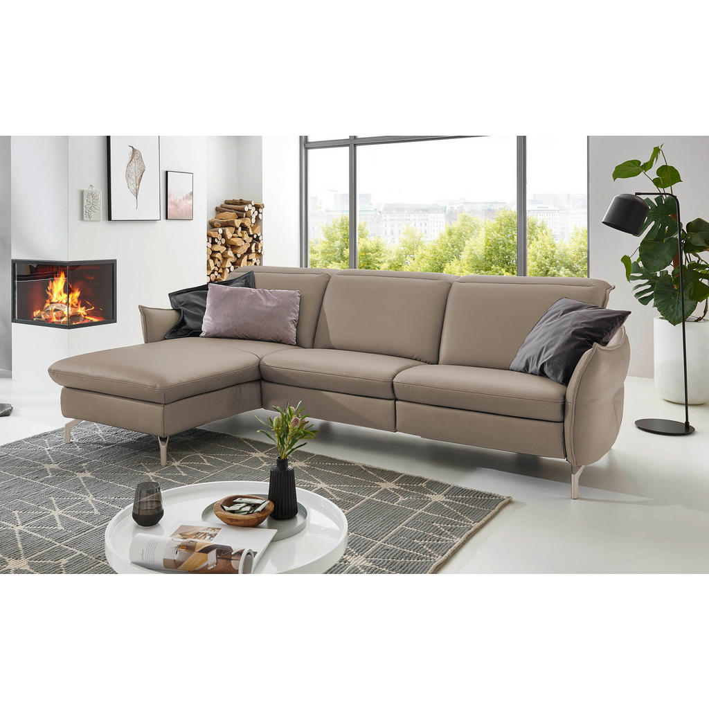Thumbnail - Livetastic Ecksofa, Hellgrau, Textil, 4-Sitzer, Ottomane links, L-Form, 233x179 cm, Hocker erhältlich, motorische Relaxf...