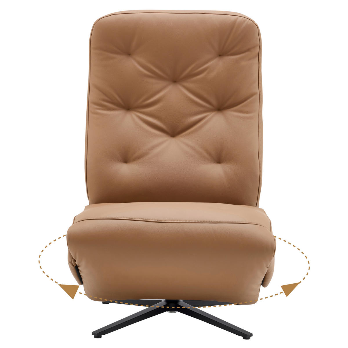 RELAXSESSEL NORA Lederlook, Mikrofaser    - Schwarz/Braun, Design, Textil/Metall (68/113/84cm) - Livetastic
