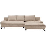 ECKSOFA Beige Chenille Rückenkissen, Bettkasten, Schlaffunktion, Rücken echt  - Beige/Schwarz, MODERN, Textil/Metall (290/182cm) - Hom`in