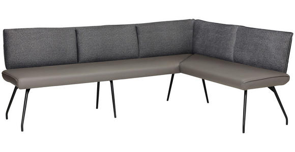 ECKBANK 225/165 cm Mikrofaser Anthrazit, Grau, Schwarz - Anthrazit/Schwarz, Design, Textil/Metall (225/165cm) - Moderano