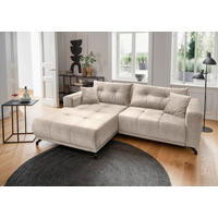 ECKSOFA in Velours Creme  - Creme/Schwarz, Modern, Textil/Metall (177/246cm) - MID.YOU