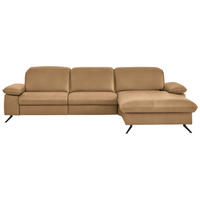 ECKSOFA  Echtleder Honig  - Schwarz/Honig, Design, Leder/Metall (307/169cm) - Beldomo Premium
