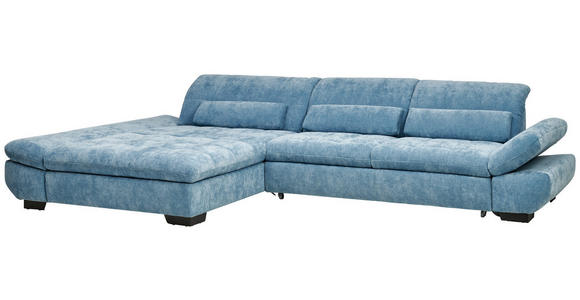 ECKSOFA  in Flachgewebe Pastellblau  204/341 cm  - Pastellblau/Schwarz, Design, Textil/Metall (204/341cm) - Xora