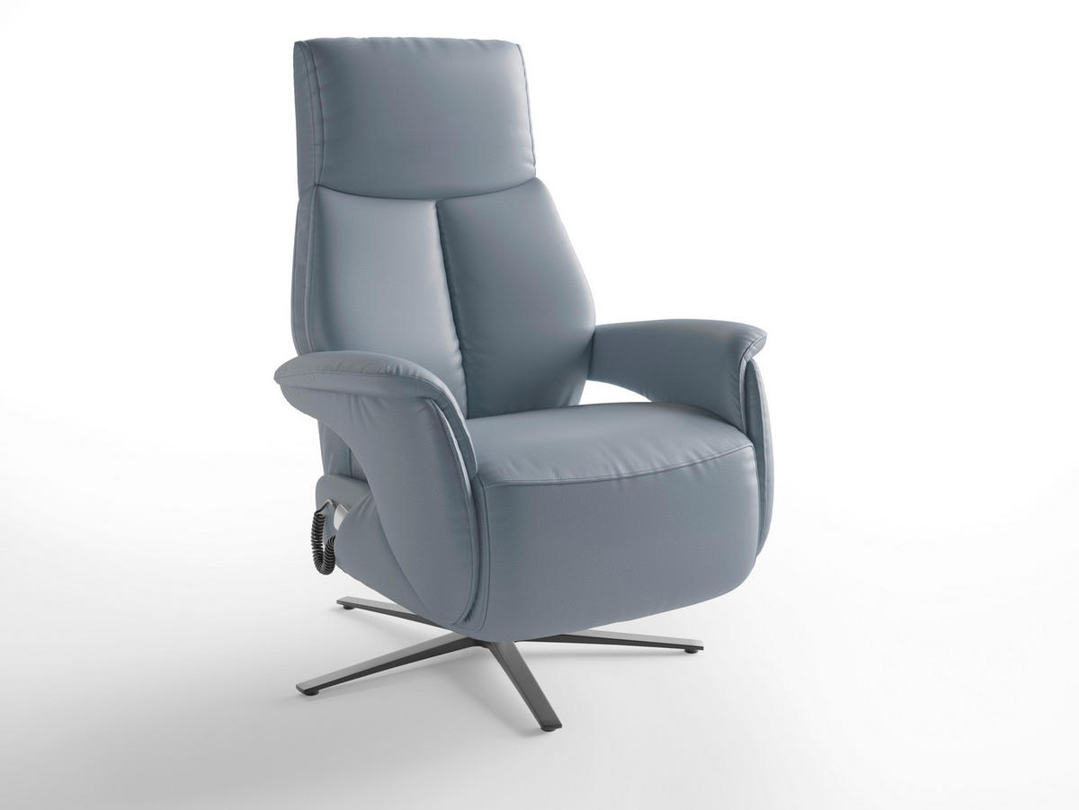 RELAXSESSEL Leder Graublau  - Graublau/Schwarz, Basics, Leder/Metall (75/110/85cm) - Sit & More