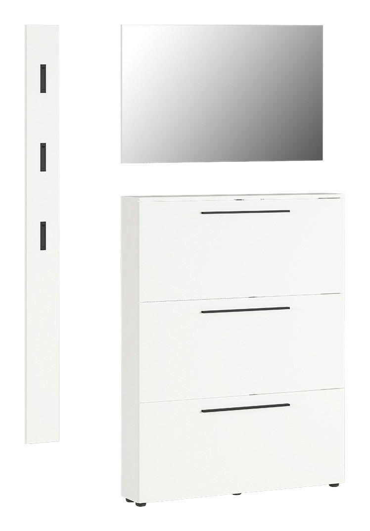 GARDEROBE 3-teilig  in 130/200/19 cm  - Weiß, Basics, Glas/Holzwerkstoff (130/200/19cm)
