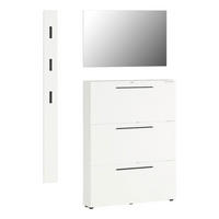 GARDEROBE 3-teilig  in 130/200/19 cm  - Weiß, Basics, Glas/Holzwerkstoff (130/200/19cm)