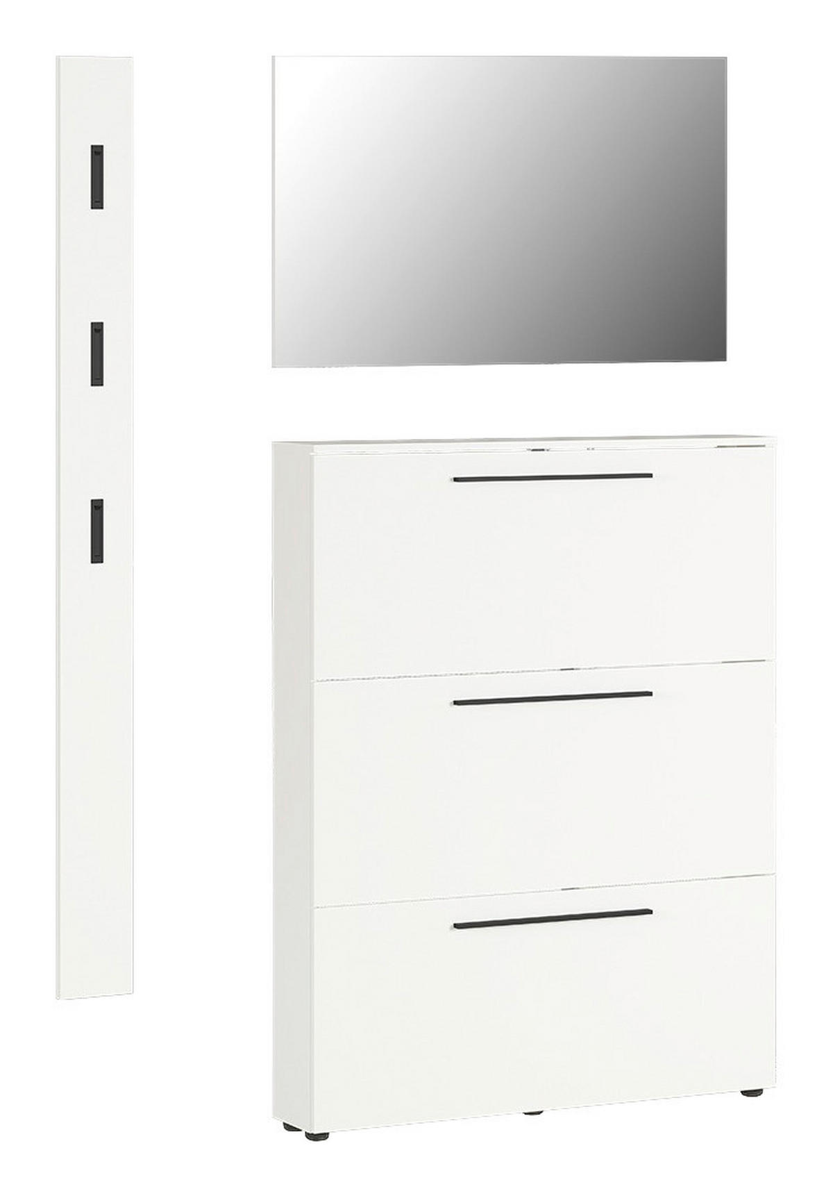 GARDEROBE 3-teilig  in 130/200/19 cm  - Weiß, Basics, Glas/Holzwerkstoff (130/200/19cm)