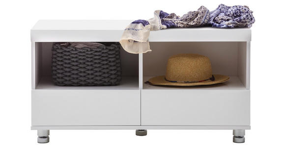 GARDEROBENBANK 90/47/40 cm - Chromfarben/Weiß, Design, Holzwerkstoff/Metall (90/47/40cm) - Xora