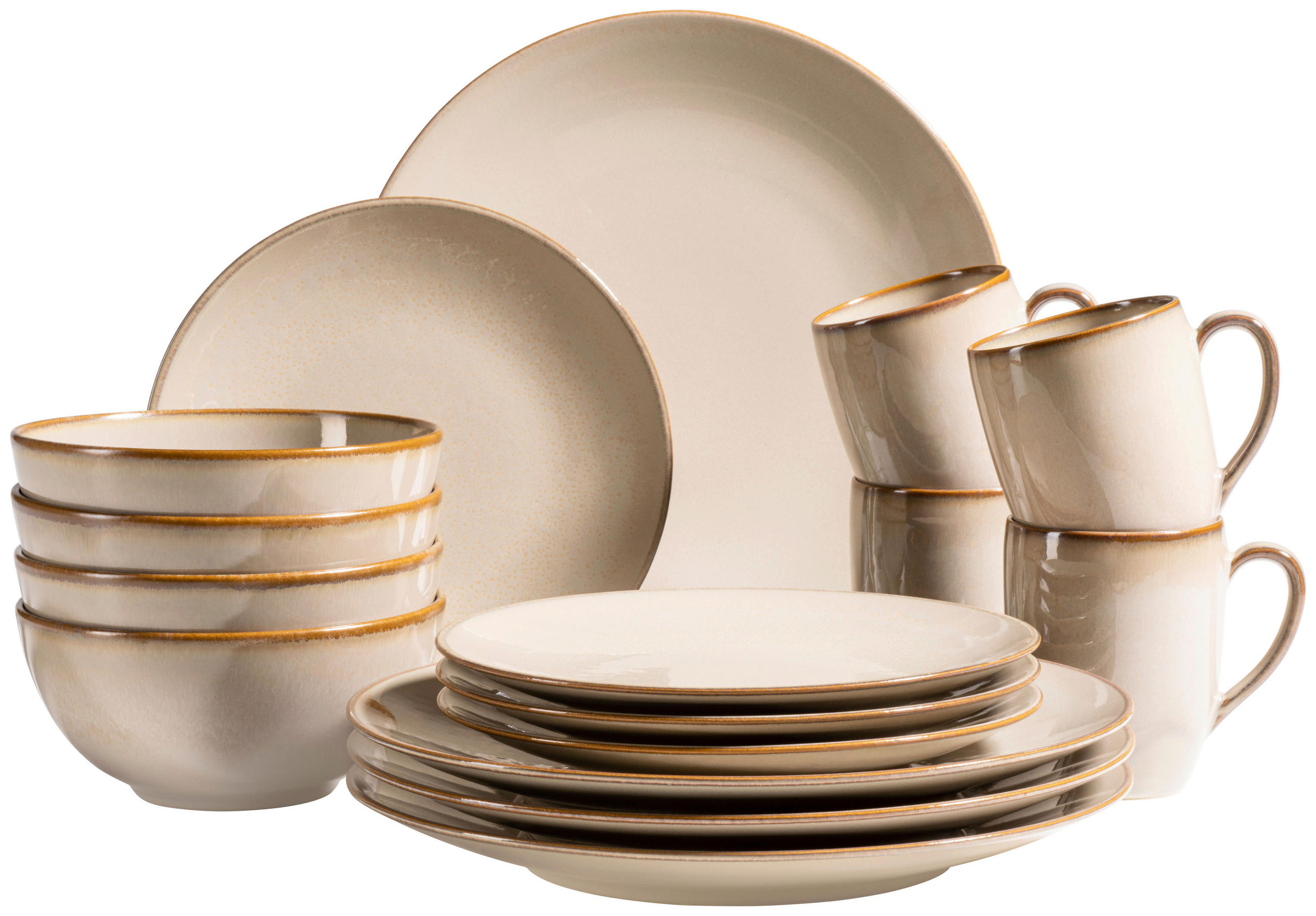 KOMBISERVICE 16-teilig  - Sandfarben, Basics, Keramik - Mäser