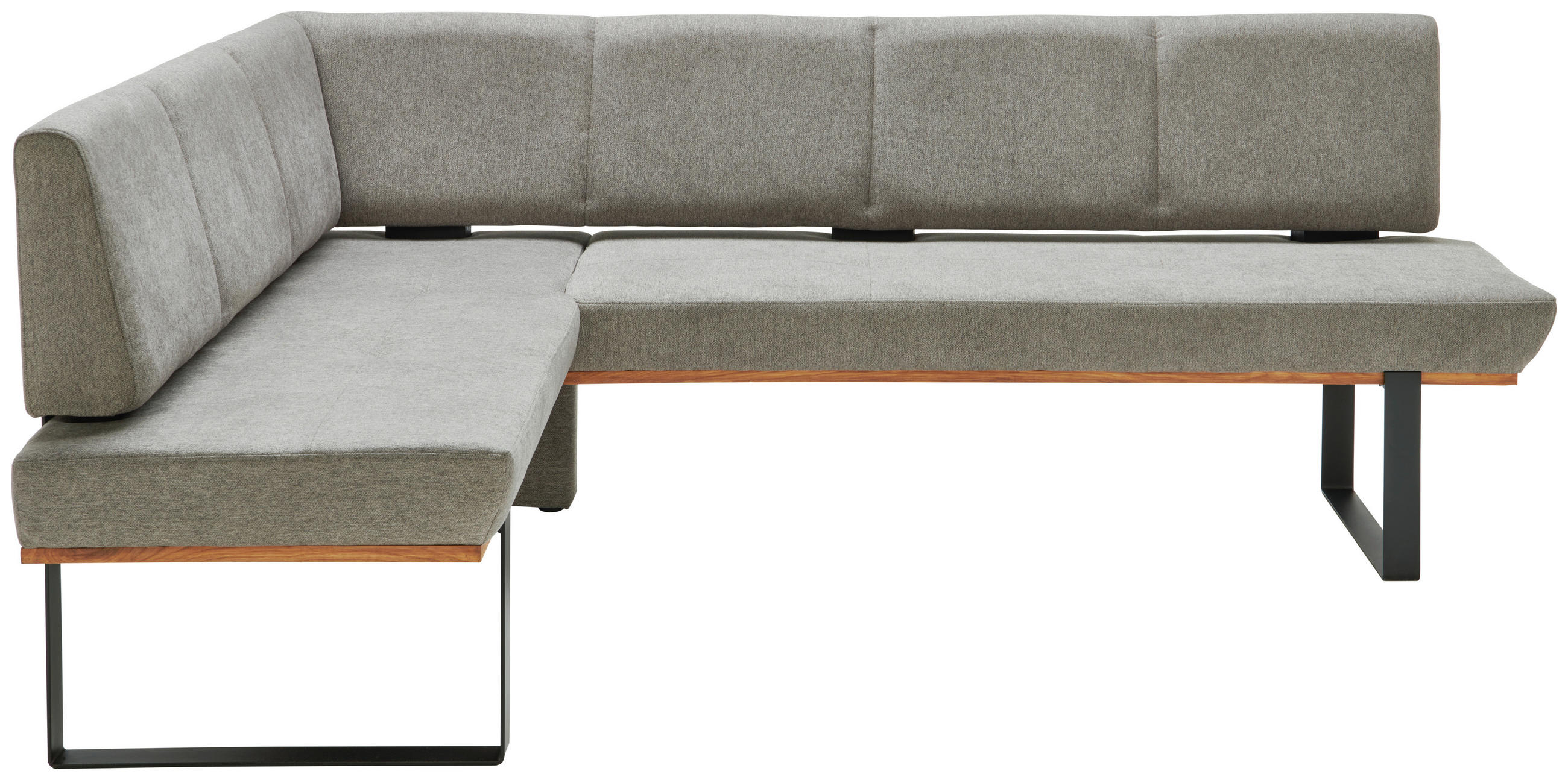 ECKBANK 175/225 cm Webstoff Grau Eiche vollmassiv   - Schwarz/Grau, MODERN, Holz/Textil (175/225cm) - Livetastic