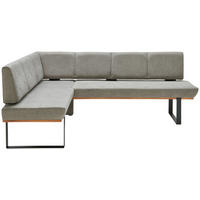 ECKBANK 175/225 cm Webstoff Grau Eiche vollmassiv   - Schwarz/Grau, MODERN, Holz/Textil (175/225cm) - Livetastic