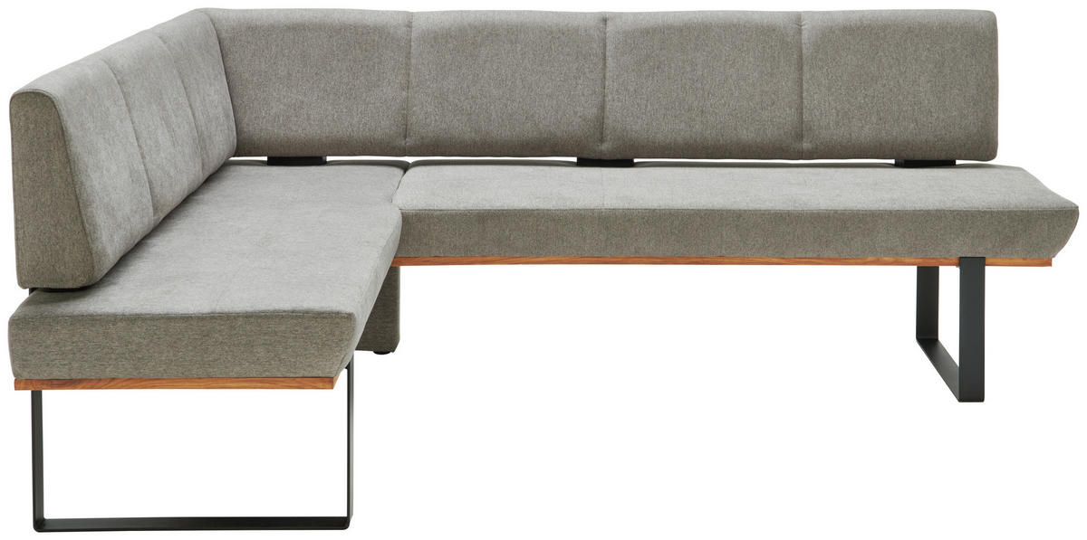 ECKBANK 175/225 cm Webstoff Grau Eiche vollmassiv   - Schwarz/Grau, MODERN, Holz/Textil (175/225cm) - Livetastic