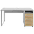 SCHREIBTISCH 150/70/75 cm Hellgrau, Hickory Kabeldurchlass, seitenverkehrt montierbar  - Silberfarben/Hellgrau, MODERN, Holz/Holzwerkstoff (150/70/75cm) - Novel