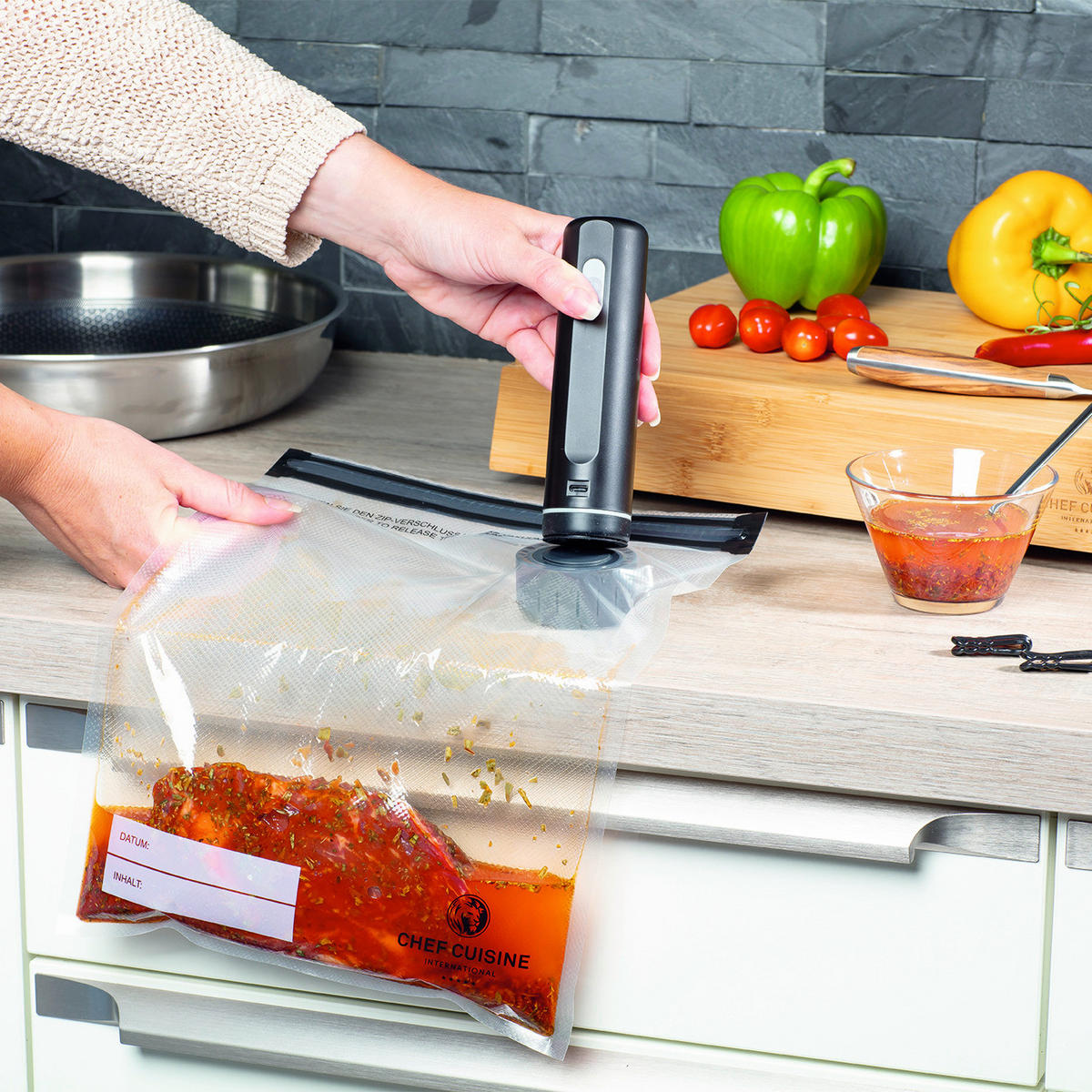 VAKUUM-LEBENSMITTELBEUTEL - Transparent/Schwarz, KONVENTIONELL, Kunststoff (1,25/4/8,5l) - CHEF CUISINE