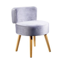 SESSEL Samt Grau    - Grau, Design, Holz/Textil (44/58/44cm) - Echtwerk