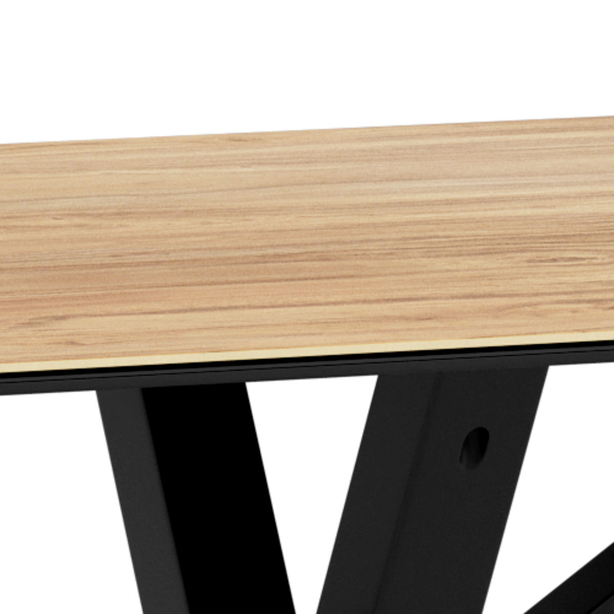 ESSTISCH in Metall, Glas, Keramik 200/100/75,5 cm  - Eichefarben/Schwarz, MODERN, Glas/Keramik (200/100/75,5cm) - MID.YOU