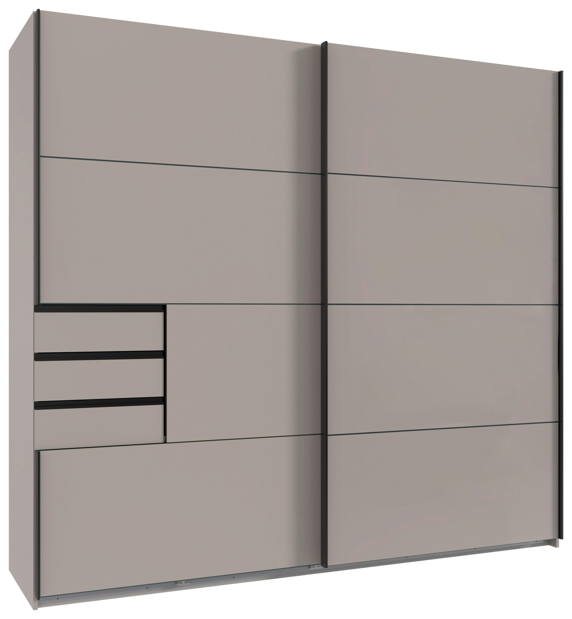 ORMAR S KLIZNIM VRATIMA bež, sivo-bež   - bež/crna, Moderno, drvni materijal/metal (225/208/64cm) - MID.YOU