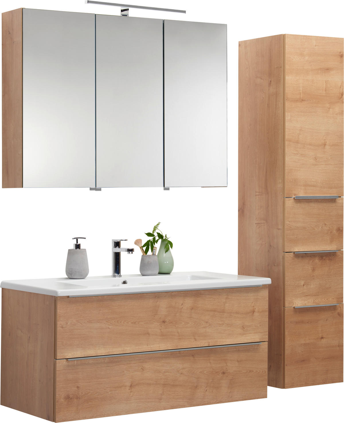 BADEZIMMER  in 105 cm  - Eichefarben/Weiß, Design, Keramik/Holzwerkstoff (105cm) - Novel