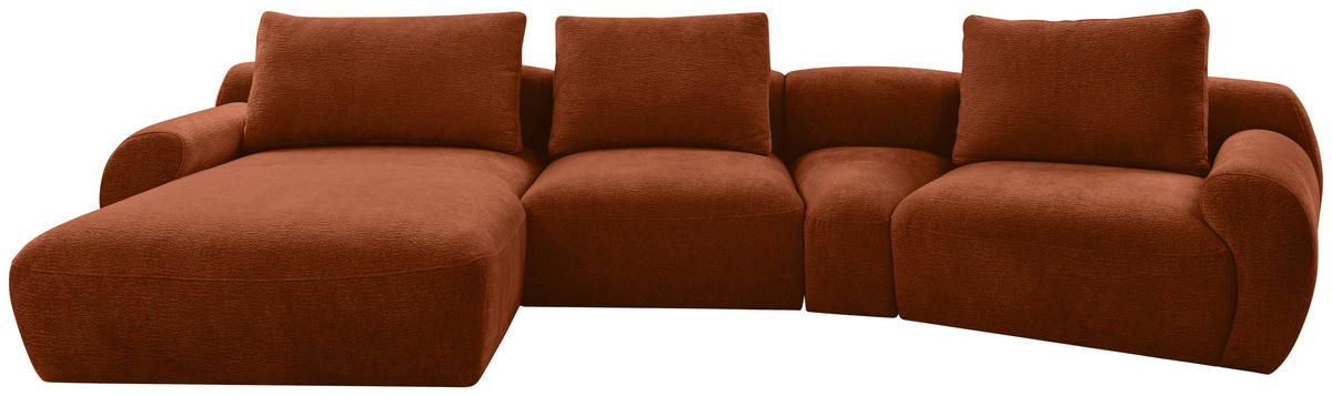 ECKSOFA in Chenille Rostfarben  - Rostfarben/Schwarz, Konventionell, Kunststoff/Textil (176/362cm) - Carryhome