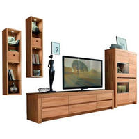 WOHNWAND  in Kernbuche  377,3/200,8/51,7 cm  - Kernbuche, Natur, Glas/Holz (377,3/200,8/51,7cm) - Valdera