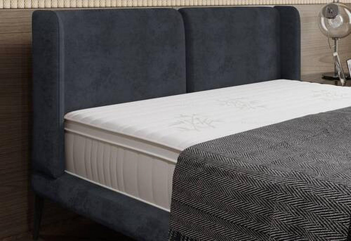 KÁRPITOZOTT ÁGY 180/200 cm  fekete  - fekete, Modern, textil/fém (180/200cm) - Livetastic