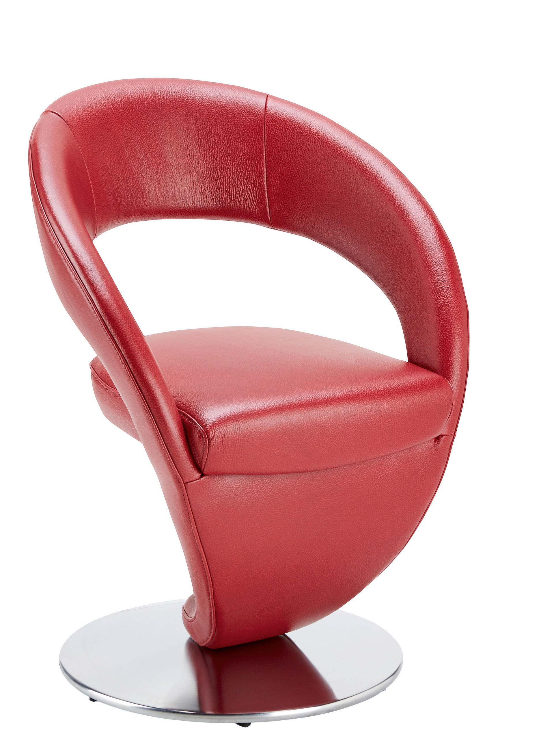 STUHL Echtleder Rot, Edelstahlfarben  - Edelstahlfarben/Rot, Design, Leder/Metall (62/86/61cm) - Moderano