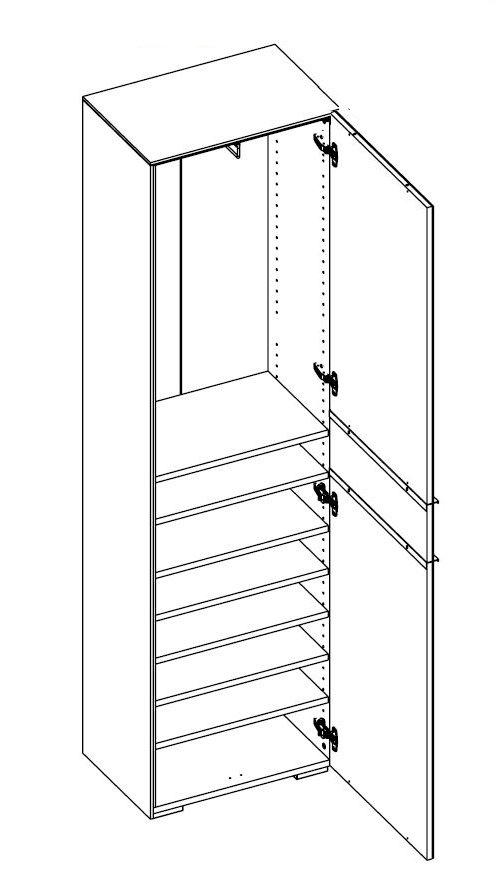 GARDEROBENSCHRANK Hellgrau, Walnussfarben - Chromfarben/Walnussfarben, Design, Glas/Holzwerkstoff (55,8/199,1/37,3cm) - Voleo