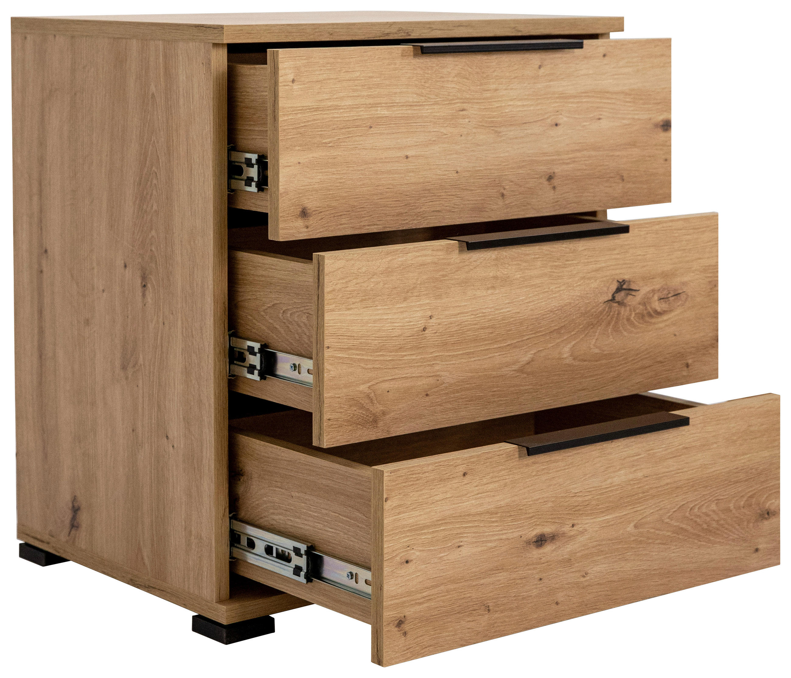 NACHTSCHRANK 50/56/38 cm - Schwarz/Eiche Artisan, KONVENTIONELL, Holzwerkstoff/Kunststoff (50/56/38cm) - Boxxx