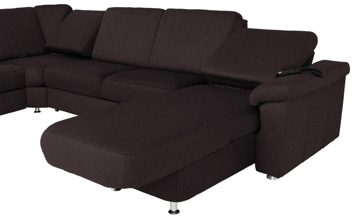 WOHNLANDSCHAFT in Flachgewebe Mokka  - Chromfarben/Mokka, Konventionell, Textil/Metall (240/330/163cm) - Beldomo System