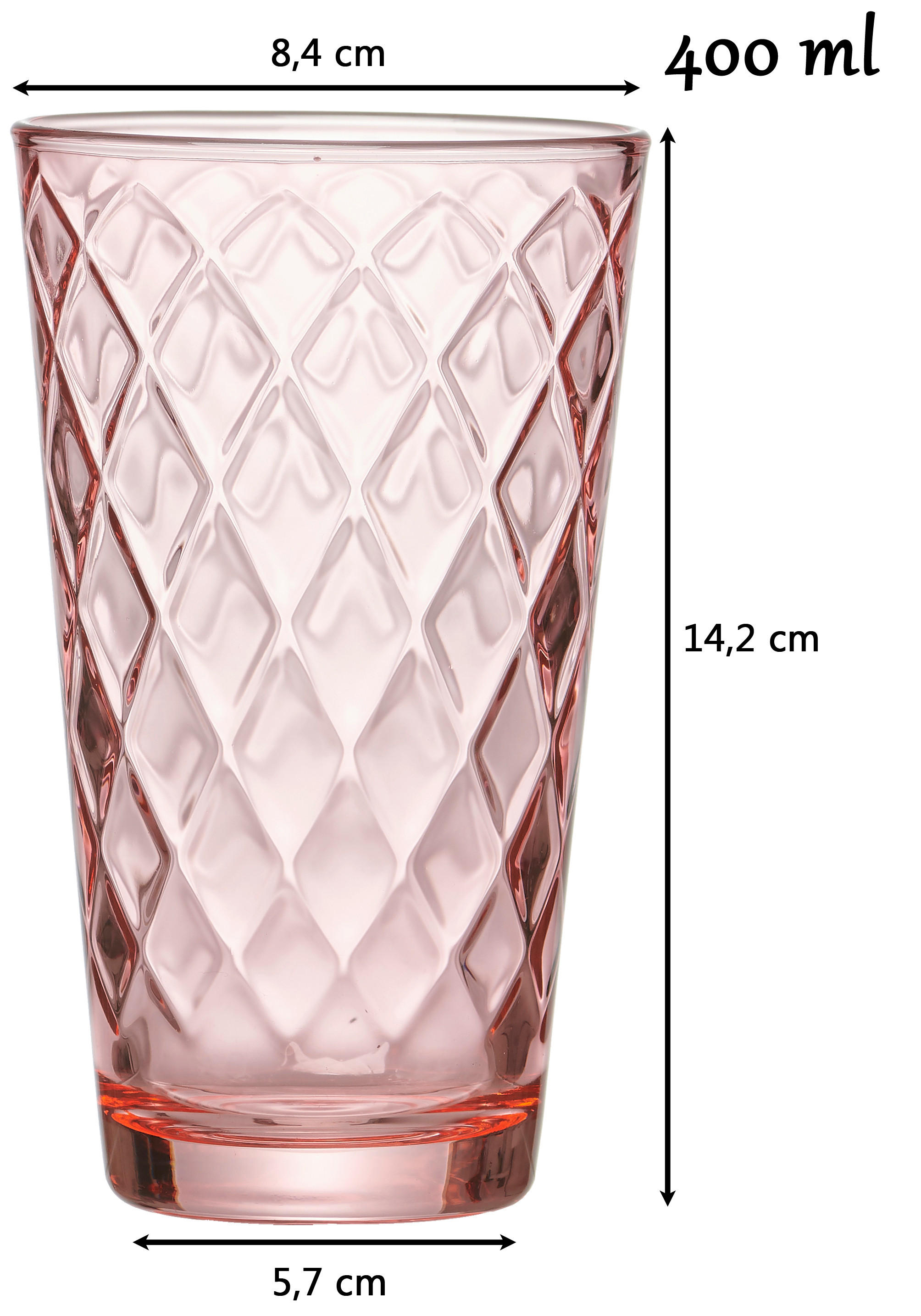 GLÄSERSET  6-teilig  - Rosa, Basics, Glas (400ml) - Ritzenhoff Breker