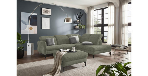 ECKSOFA in Flachgewebe Grün 299-313/233 cm - Schwarz/Grün, Design, Textil/Metall (299-313/233cm) - Dieter Knoll