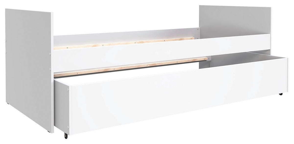 AUSZIEHBETT 90/200 cm,  in Weiß, Bettschublade, Lattenrost für Zusatzbett, Lattenrost für Hauptbett  - Naturfarben/Weiß, MODERN, Holz/Holzwerkstoff (90/200cm) - MID.YOU