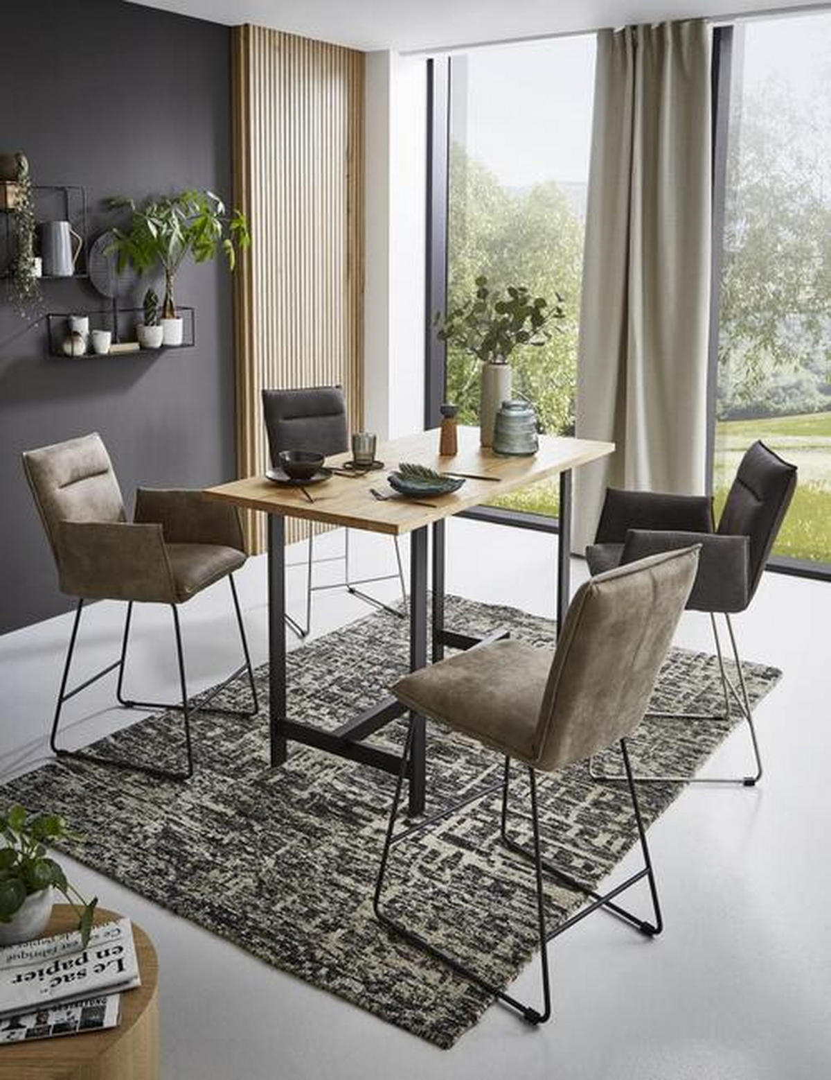 BARTISCH in Holz, Metall 140/70/110 cm   - Eichefarben/Schwarz, Design, Holz/Metall (140/70/110cm) - Valnatura