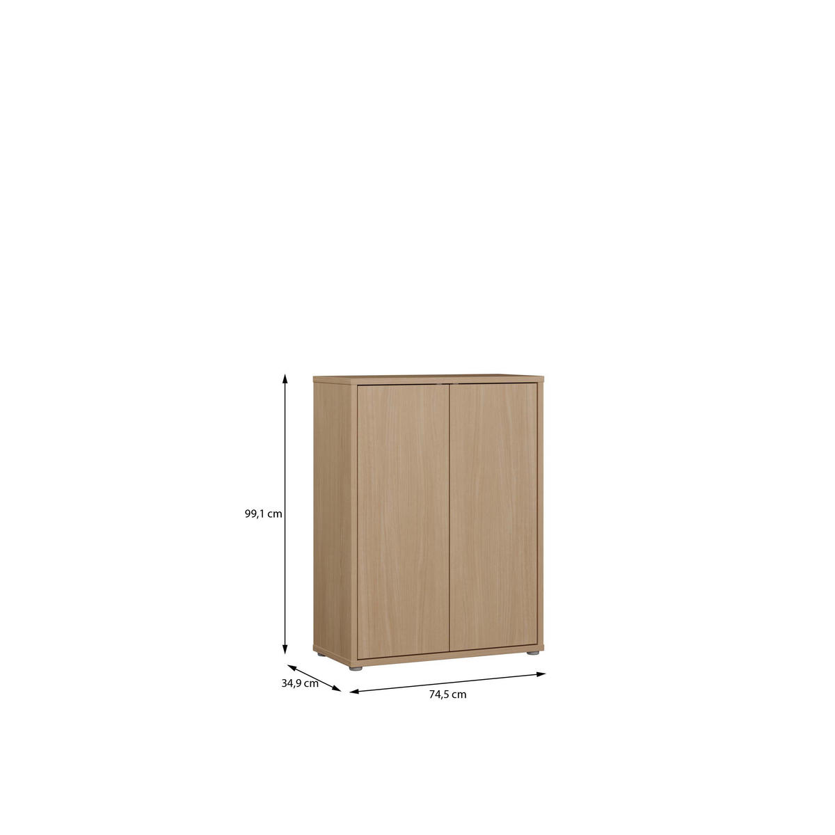 SCHUHSCHRANK Eichefarben  - Eichefarben/Grau, MODERN, Holzwerkstoff/Kunststoff (74,5/99,1/34,9cm) - Carryhome