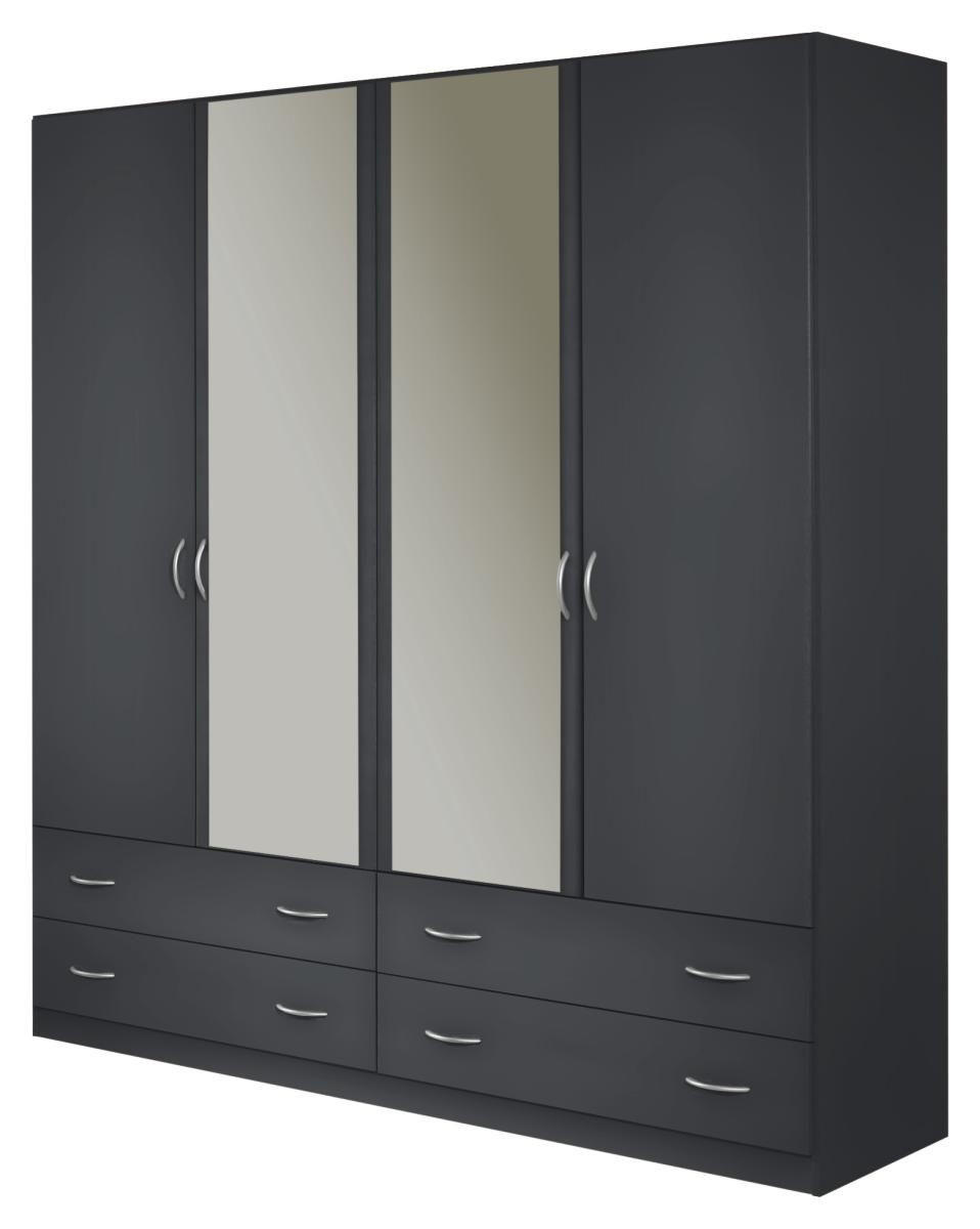 DREHTÜRENSCHRANK in Grau  - Silberfarben/Grau, Konventionell, Glas/Holzwerkstoff (181/197/54cm) - Boxxx