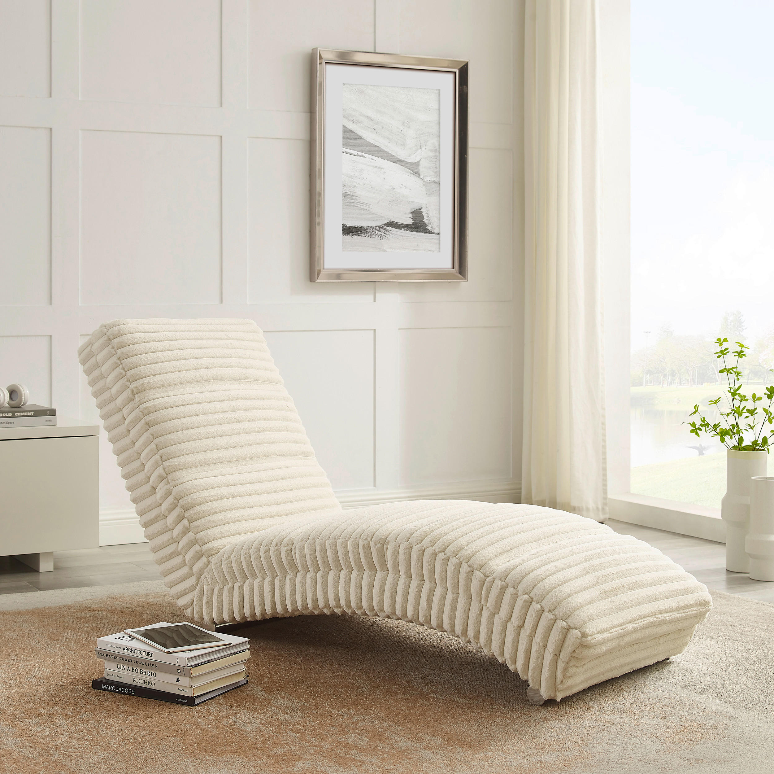 RELAXLIEGE Cord, Plüsch Beige  - Chromfarben/Beige, MODERN, Textil/Metall (170/82/60cm) - Livetastic