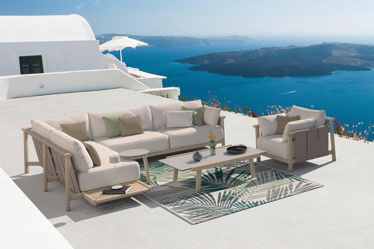 LOUNGEGARNITUR 264/308 cm Esche massiv  - Sandfarben/Taupe, ROMANTIK / LANDHAUS, Holz/Textil (264/308cm) - Dieter Knoll