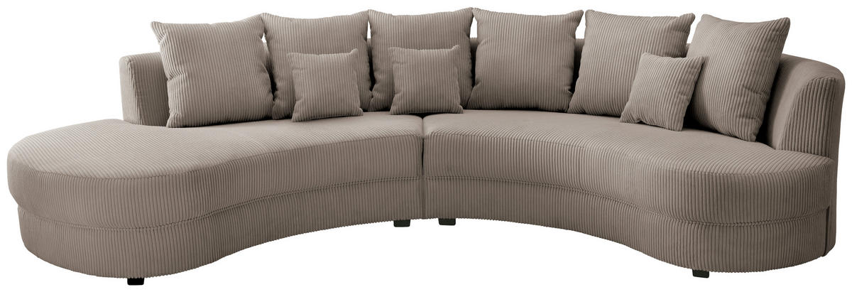 WOHNLANDSCHAFT Graubraun Cord  - Graubraun/Schwarz, Design, Kunststoff/Textil (160/300cm) - Livetastic