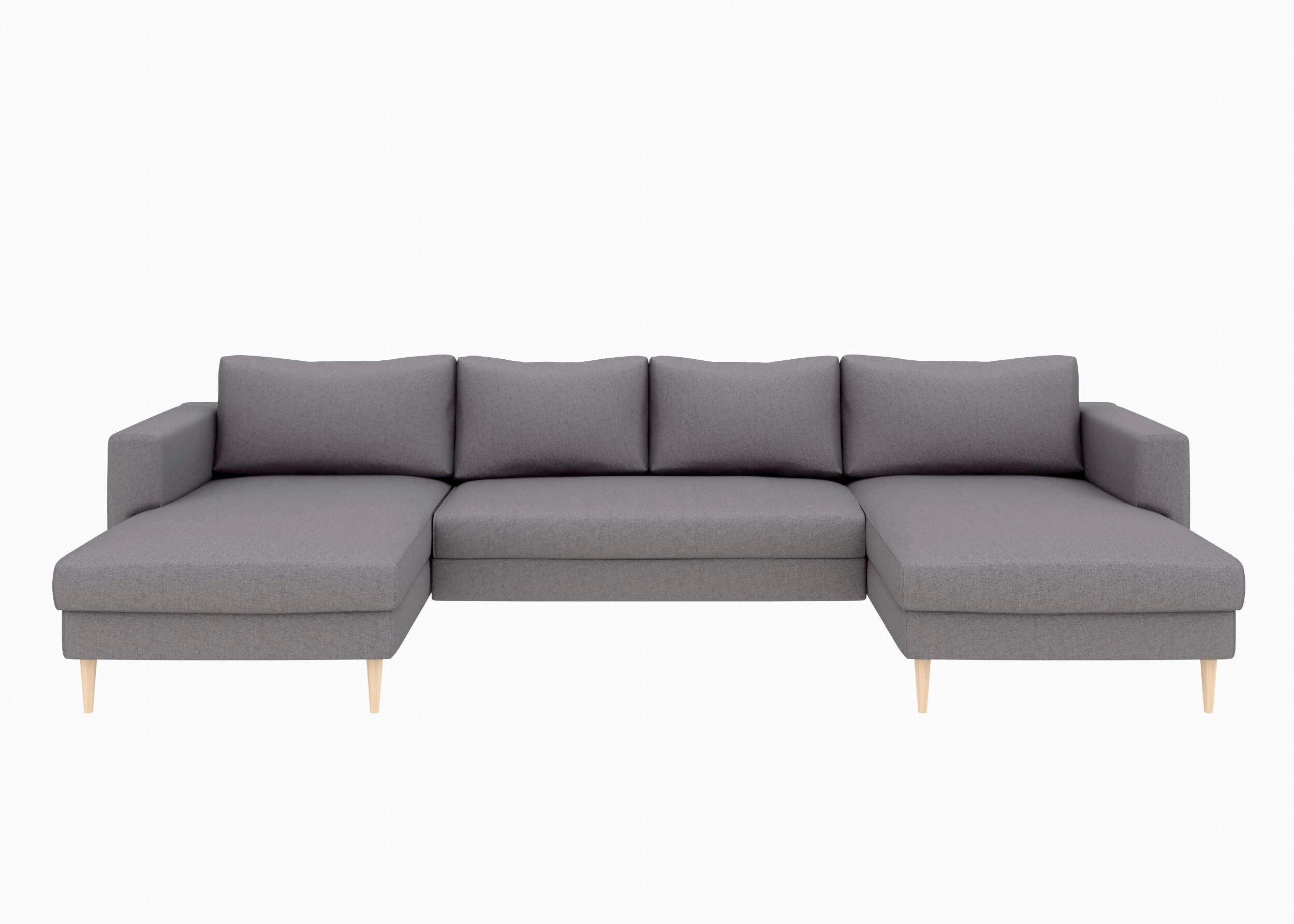 WOHNLANDSCHAFT Anthrazit Struktur  - Anthrazit/Buchefarben, MODERN, Holz/Textil (161/306/161cm) - Trendmanufaktur