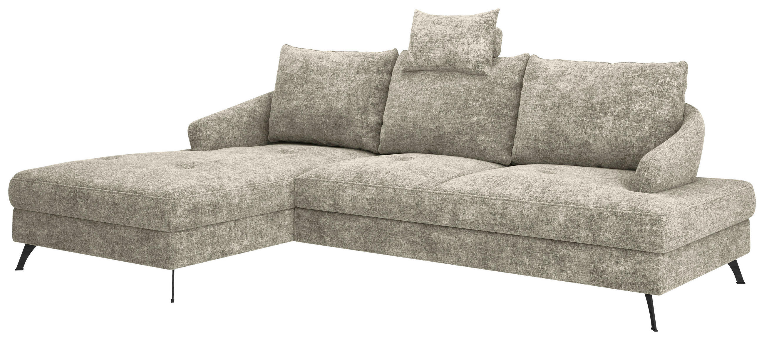 ECKSOFA in Webstoff Hellbraun  - Hellbraun/Schwarz, Konventionell, Textil/Metall (183/293cm) - Carryhome