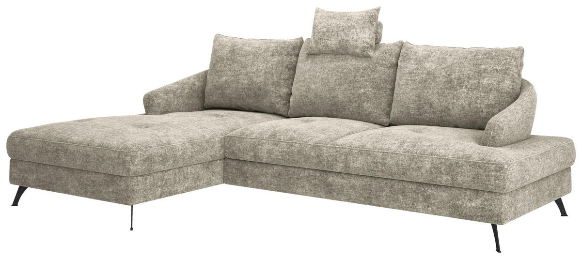 ECKSOFA in Webstoff Hellbraun  - Hellbraun/Schwarz, KONVENTIONELL, Textil/Metall (183/293cm) - Carryhome