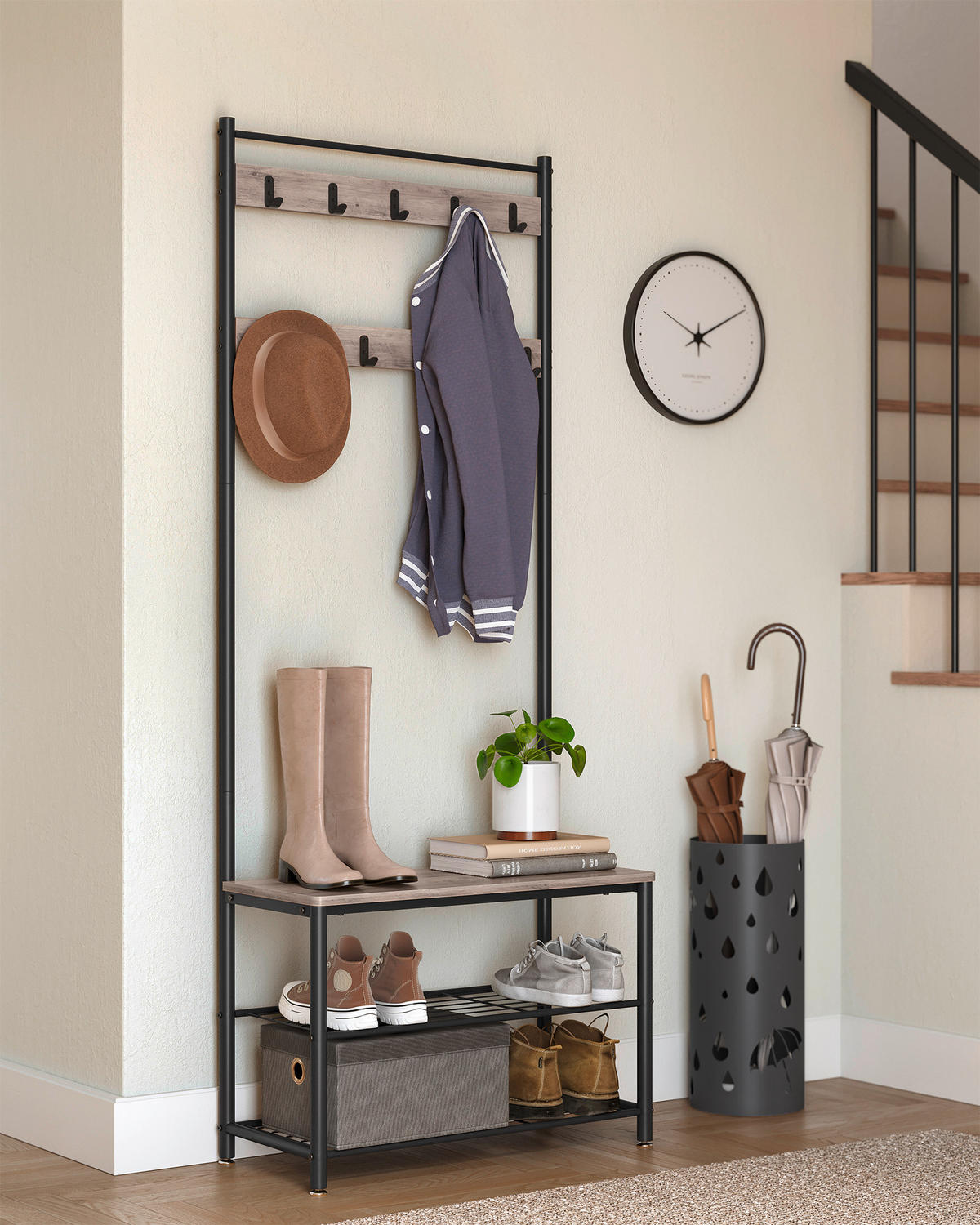 ŠATNA, 70/175/32 cm - šedá/černá, Trend, kov/kompozitní dřevo (70/175/32cm) - Boxxx